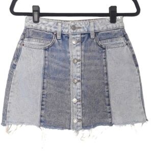 PACSUN Jean Skirt 3 Panel Button Up Raw Hem Light Blue Denim Mini Skirt 27​​